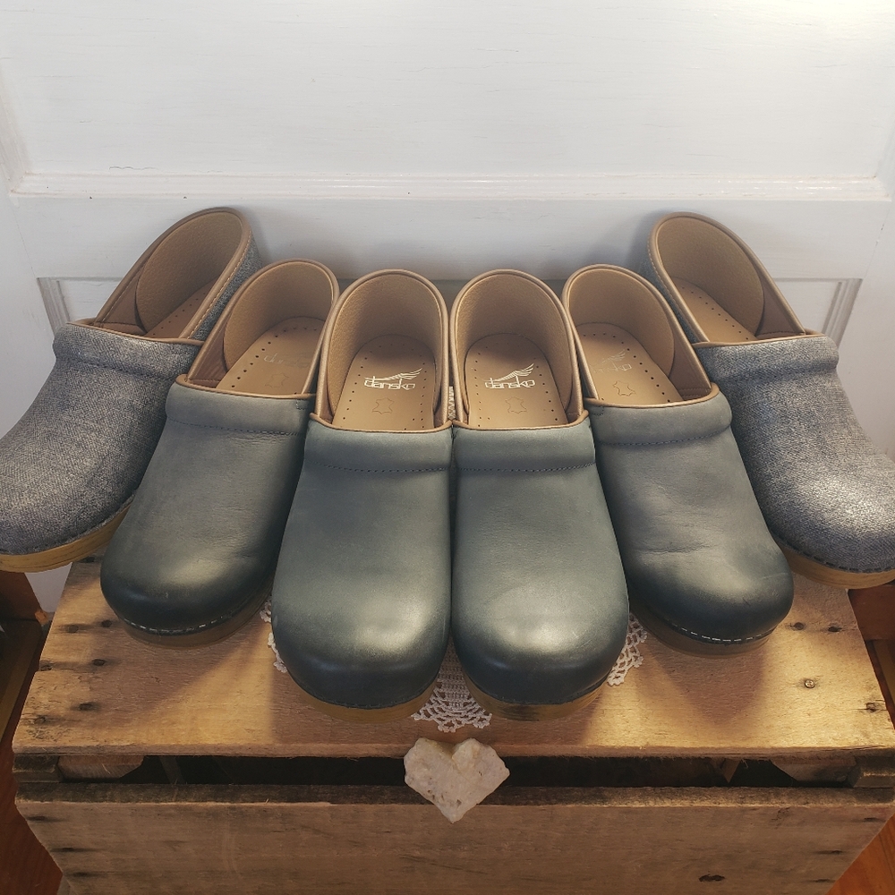 ⚘inQuire⚘AvaiLable!⚘Denim Dansko Pro Honey Clog Cottage Blue Burnished 38 39 40 - Picture 2 of 16